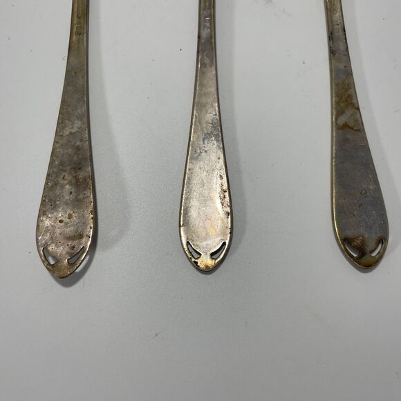 Lot of 3 Vintage 1847 Rogers Bros IS Silverplate Spoon Art Deco Pattern Flatware - Picture 5 of 7